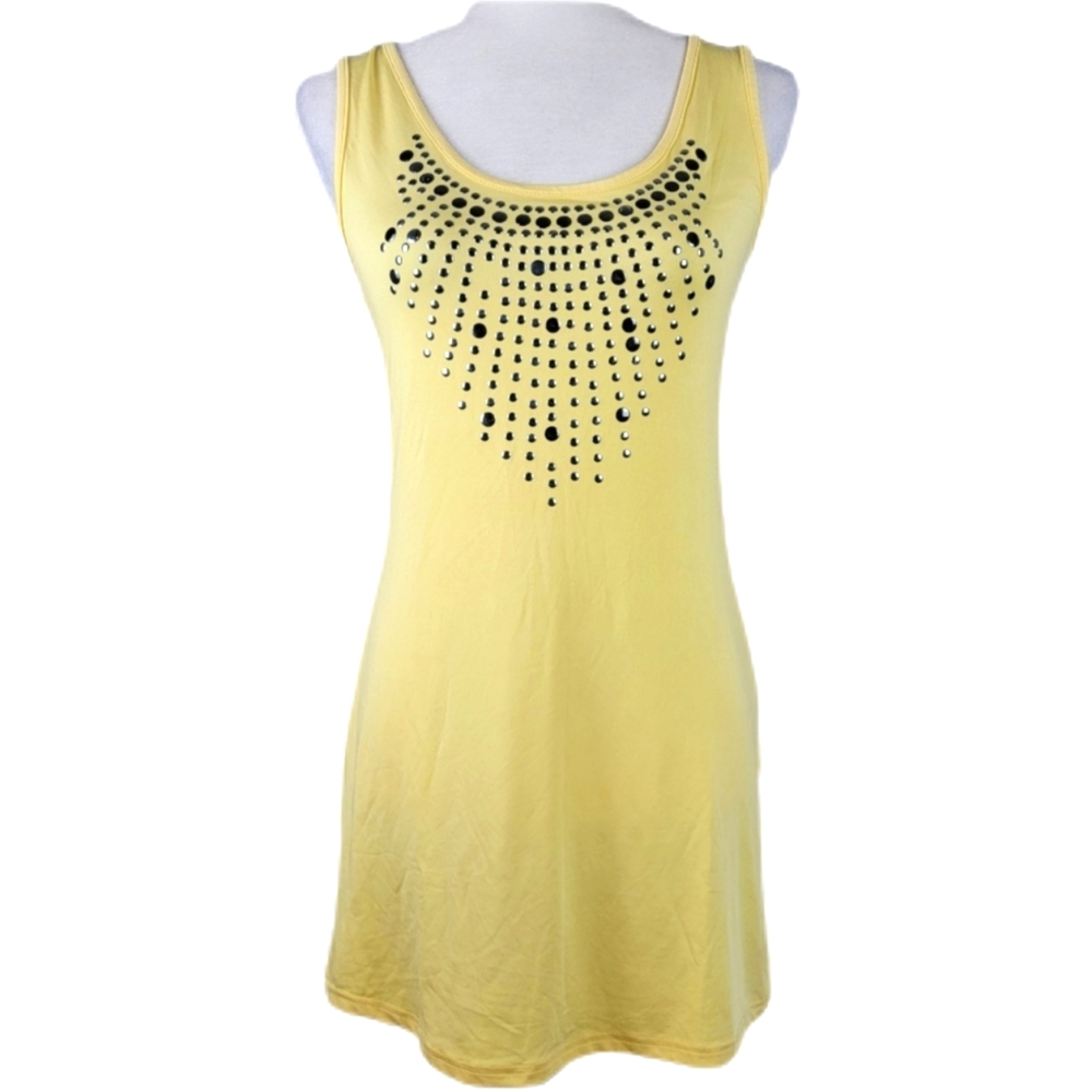 Solaris yellow studded tank top dress medium NWOT